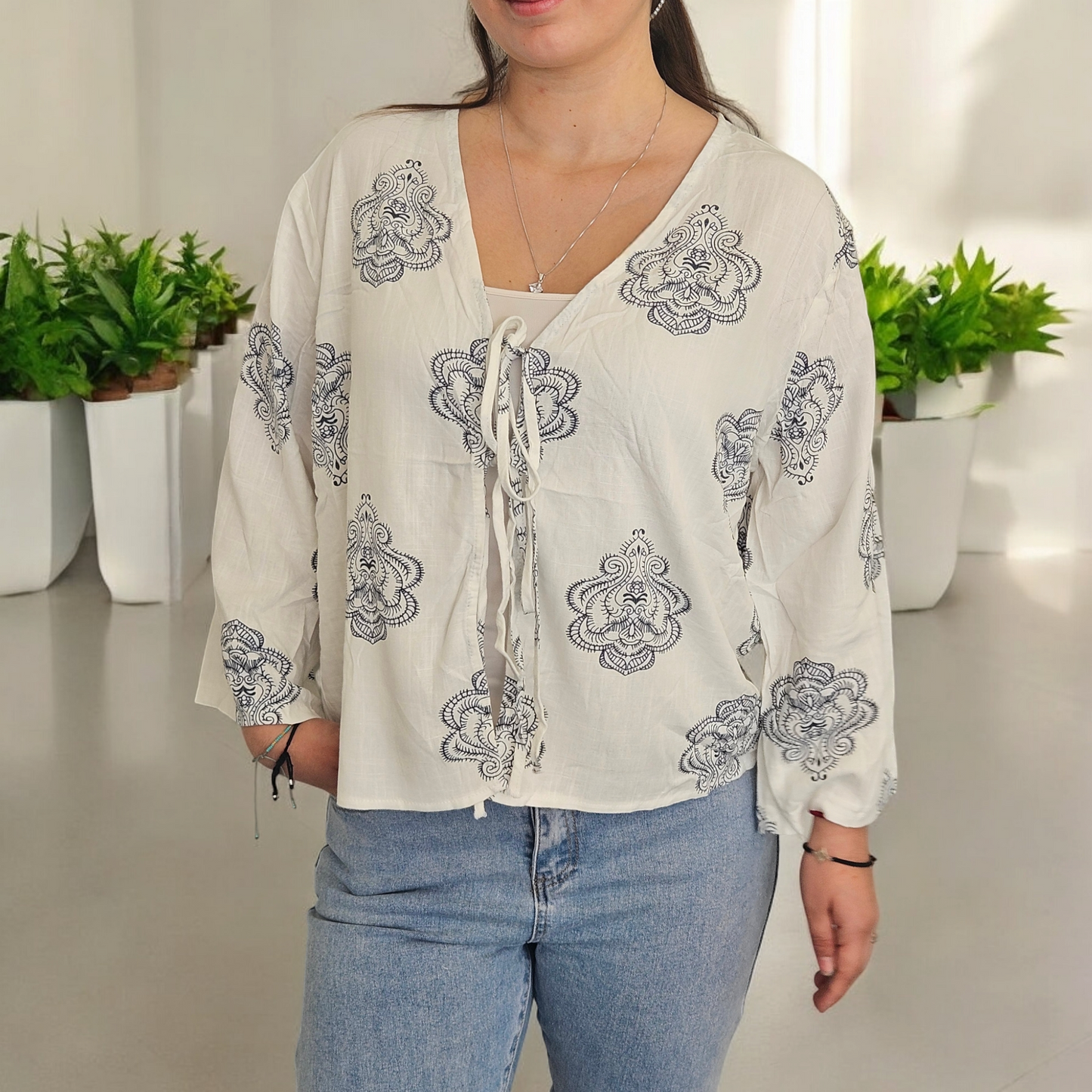 Blusa Mary blanco/azul